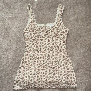 Princess Polly Cream and Brown Floral Midi Dress linen